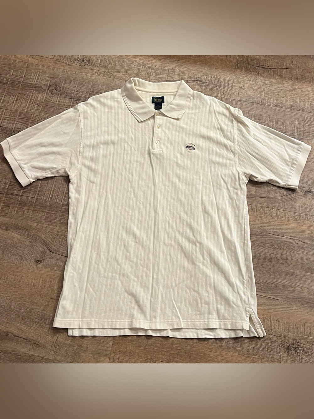 Classic Cream Ribbed Polo Shirt by fairway sport men’s xl 100% cotton golf